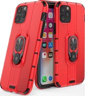 Apple iPhone 11 Pro Max Hoesje - Mobigear - Armor Ring Serie - Hard Kunststof Backcover - Rood - Hoesje Geschikt Voor Apple iPhone 11 Pro Max