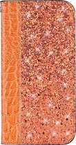 Huawei Y6s Hoesje - Mobigear - Croco Glitter Serie - Kunstlederen Bookcase - Oranje - Hoesje Geschikt Voor Huawei Y6s