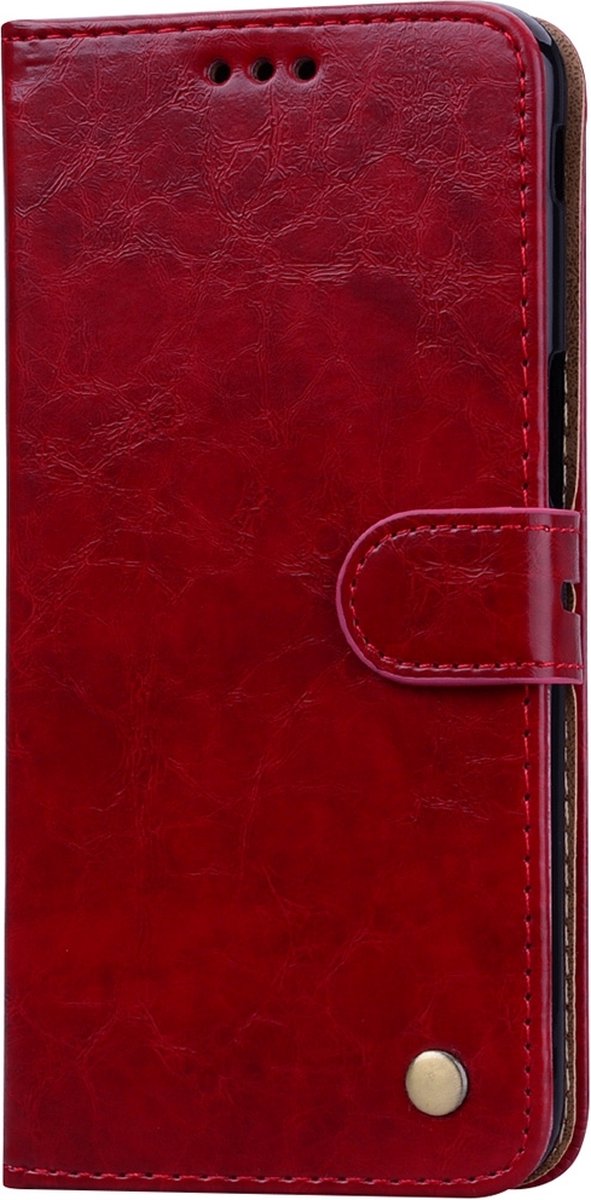 Mobigear Telefoonhoesje geschikt voor Samsung Galaxy J6 Plus Hoesje | Mobigear Wallet Bookcase Portemonnee | Pasjeshouder voor 2 Pasjes | Telefoonhoesje voor Pinpas / OV Kaart / Rijbewijs - Rood