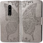 OnePlus 7 Pro Hoesje - Mobigear - Butterfly Serie - Kunstlederen Bookcase - Grijs - Hoesje Geschikt Voor OnePlus 7 Pro