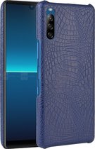 Sony Xperia L4 Hoesje - Mobigear - Croco Serie - Hard Kunststof Backcover - Blauw - Hoesje Geschikt Voor Sony Xperia L4