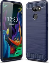 LG K40s Hoesje - Mobigear - Brushed Slim Serie - TPU Backcover - Marineblauw - Hoesje Geschikt Voor LG K40s