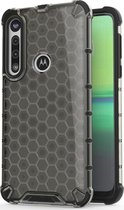 Motorola Moto G8 Plus Hoesje - Mobigear - Honeycomb Serie - Hard Kunststof Backcover - Grijs - Hoesje Geschikt Voor Motorola Moto G8 Plus