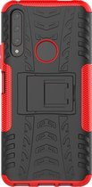 Honor 9X Pro Hoesje - Mobigear - Tire Serie - Hard Kunststof Backcover - Zwart / Rood - Hoesje Geschikt Voor Honor 9X Pro