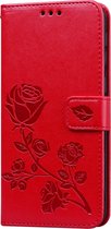 Samsung Galaxy M31 Hoesje - Mobigear - Flowers Serie - Kunstlederen Bookcase - Rood - Hoesje Geschikt Voor Samsung Galaxy M31