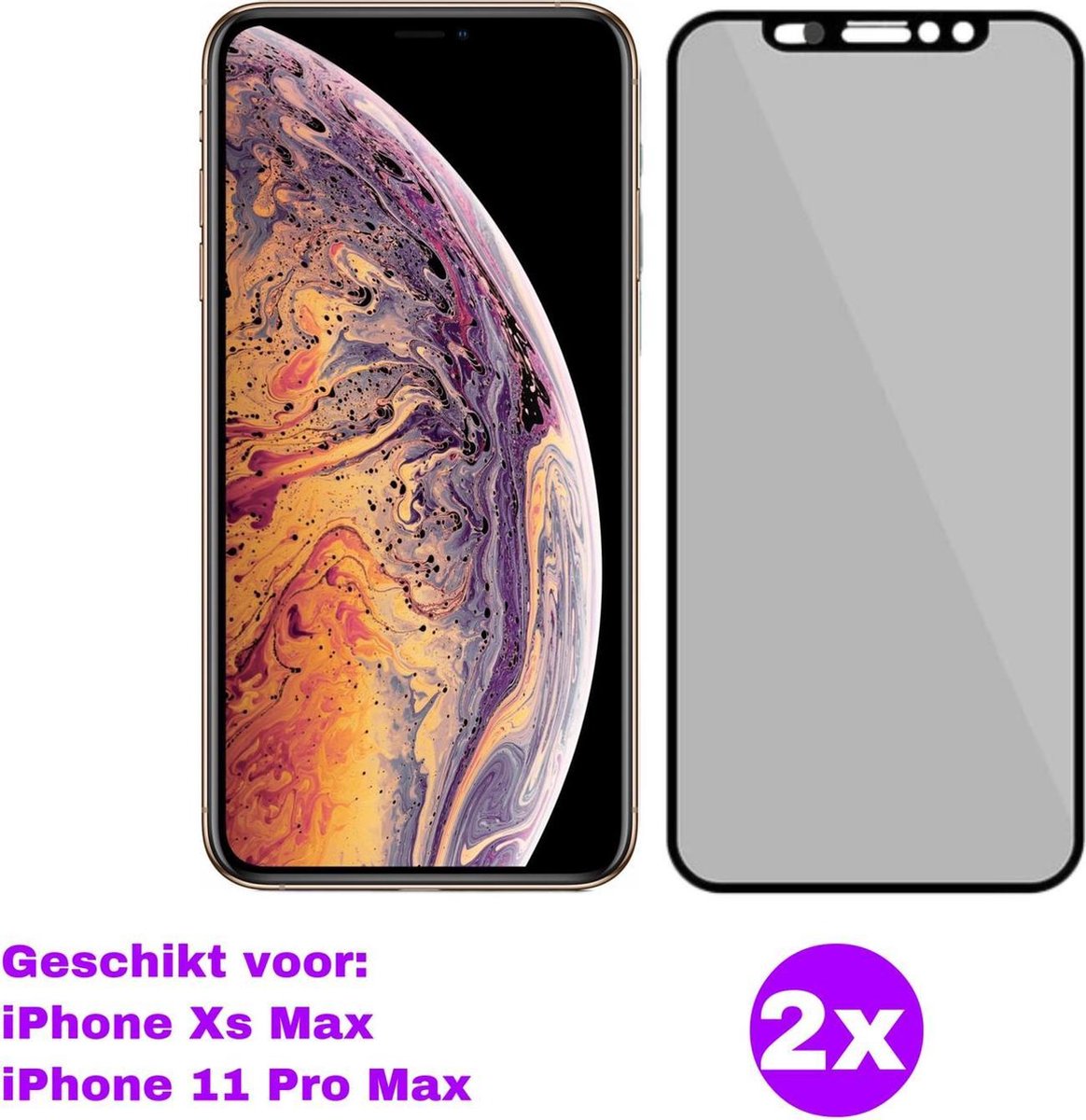 iPhone 11 Pro Max Glazen (Privacy) Screenprotector / iphone Xs Max Glazen (Privacy) Screenprotector