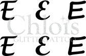 Chloïs Glittertattoo Sjabloon - Letter E - Multi Stencil - CH9724 - 1 stuks zelfklevend sjabloon met 6 kleine designs in verpakking - Geschikt voor 6 Tattoos - Nep Tattoo - Geschik