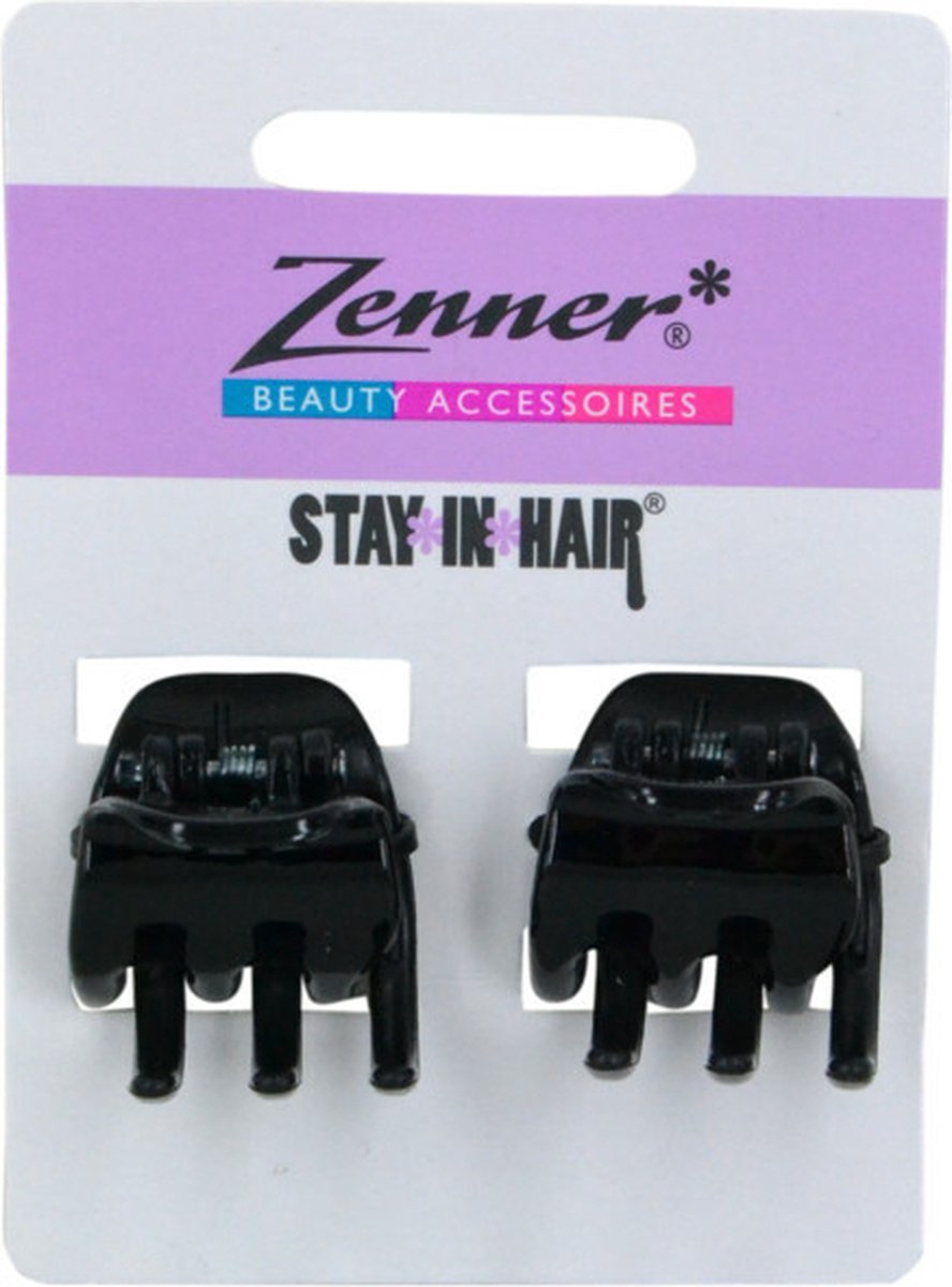 Zenner Sierklemmen Stay in Hair Zwart, 2,3cm 2 stuks