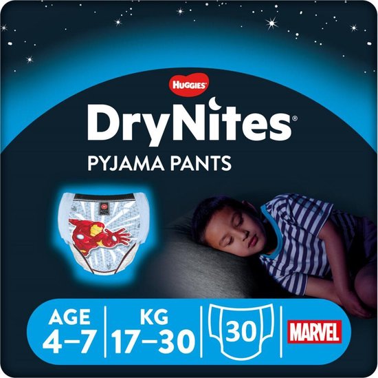 DryNites absorberende luierbroekjes - jongens - 4 tot 7 jaar - 30 stuks