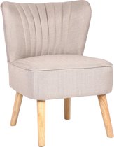 Ligstoel - fauteuil - stoel - stof - crème - 77 x 53 x 68cm