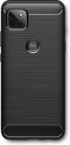 Shop4 - Geschikt voor Motorola Moto G 5G Hoesje - Zachte Back Case Brushed Carbon Zwart