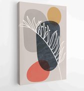 Botanical wall art vector background set. Foliage line art drawing with watercolor 1 - Moderne schilderijen – Vertical – 1904693062 - 40-30 Vertical