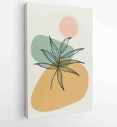 Botanical wall art vector set. Earth tone boho foliage line art drawing with abstract shape 2 - Moderne schilderijen – Vertical – 1888031887 - 50*40 Vertical