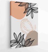 Botanical wall art vector set. Foliage line art drawing with abstract shape 4 - Moderne schilderijen – Vertical – 1912802974 - 50*40 Vertical