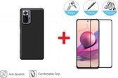 2-In-1 Screenprotector Hoesje Bescherming Protector Set Geschikt Voor Xiaomi Redmi Note 10 5G - Full Cover 3D Edge Tempered Glass Screen Protector Met Back Bescherm Cover Case - Do