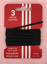 Soutache elastiek 3mm, plat - Zwart - 3 meter