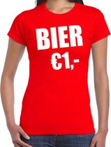 Fun t-shirt - bier 1 euro - rood - dames - Feest outfit / kleding / shirt XL