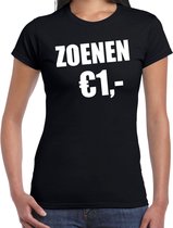 Fun t-shirt - zoenen 1 euro - zwart - dames - Feest outfit / kleding / shirt L