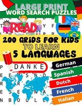 Large print Wordsearches Puzzles 5 languages