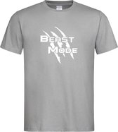 Grijs T shirt met  " Beast Mode " print Wit size XL