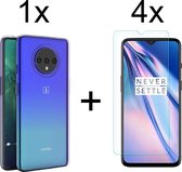 OnePlus 7T hoesje siliconen case transparant hoesjes cover hoes - 4x OnePlus 7T screenprotector