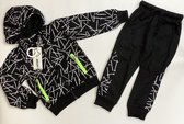 S&C joggingpak / trainingspak / vrijetijdspak - zwart/zilver/neon - maat 104/110 (6)