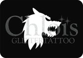 Chloïs Glittertattoo Sjabloon 5 Stuks - Werewolf - CH8407 - 5 stuks gelijke zelfklevende sjablonen in verpakking - Geschikt voor 5 Tattoos - Nep Tattoo - Geschikt voor Glitter Tatt