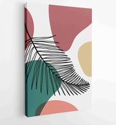 Botanical wall art vector set. Earth tone boho foliage line art drawing with abstract shape. 3 - Moderne schilderijen – Vertical – 1875684274 - 80*60 Vertical