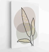 Golden and luxury pattern design with leaves line arts, Hand draw Organic shape design for wall framed prints, canvas prints, poster, home dec 3 - Moderne schilderijen – Vertical –