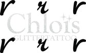 Chloïs Glittertattoo Sjabloon - Small Letter r - Multi Stencil - CH9774 - 1 stuks zelfklevend sjabloon met 6 kleine designs in verpakking - Geschikt voor 6 Tattoos - Nep Tattoo - G