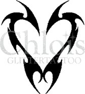 Chloïs Glittertattoo Sjabloon 5 Stuks - Heart Trible - CH6024 - 5 stuks gelijke zelfklevende sjablonen in verpakking - Geschikt voor 5 Tattoos - Nep Tattoo - Geschikt voor Glitter