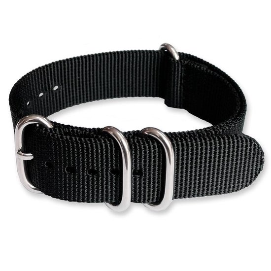 ZULU Extreme Horlogeband Premium Nylon Strap Zwart 22mm