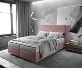 Bed Dream-Well Rosé 140x200 cm Microvezel stof met matras en topper boxspring-bed
