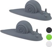 deurstopper slak - set van 2 - rubber - zacht - beschermt bodem & wand - handig bij tocht - grijs