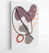 Botanical wall art vector set. Earth tone boho foliage line art drawing with abstract shape. 1 - Moderne schilderijen – Vertical – 1880835781 - 80*60 Vertical