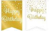 Vlaggenlijn Vaandel goud-wit Happy Birthday