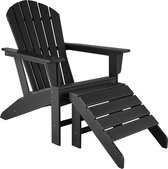 tectake - Tuinstoel Janis met voetbankje Joplin - kunststof houtlook - zwart - 403802