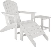 tectake  - Tuinstoel Janis met voetbankje Joplin - kunststof houtlook - wit - 403805