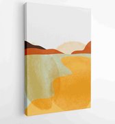 Collection of mountain and landscape of oasis town desert sand and giant saguaro cactus sunset hand drawn digital arts for print and wallpaper. 3 - Moderne schilderijen – Vertical