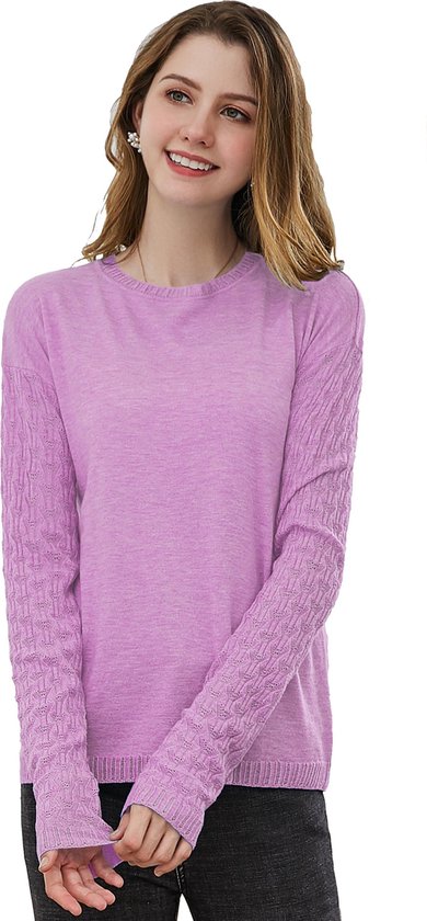 Manlee - ml Pull en maille fine. Col rond. Pink. Taille M