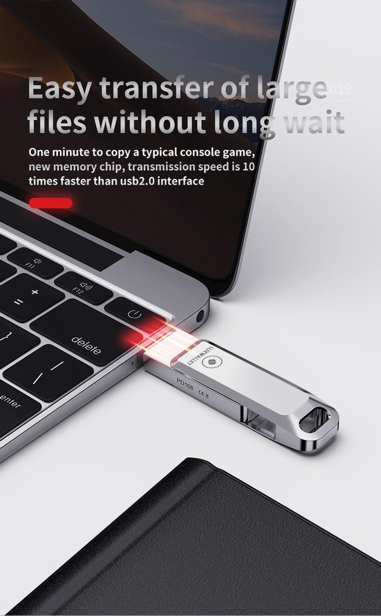 LUXWALLET PD8 Clé USB 64Go USB-C Type-C 3.1- USB 3.0 Flash Drive