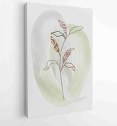 Botanical watercolor wall art vector set. Earth tone boho foliage line art drawing with abstract shape 4 - Moderne schilderijen – Vertical – 1901708017 - 80*60 Vertical