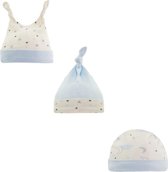 SOFT TOUCH -  Baby Jongens - Mutsjes Set van 3 stuks - Kleur Blauw - Maat 0-9 Maanden