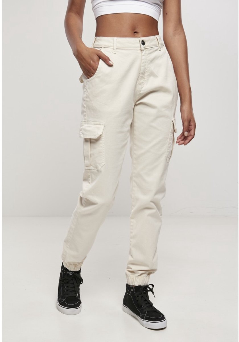 Urban Classics High Waist Cargobroek Taille 27 inch Creme