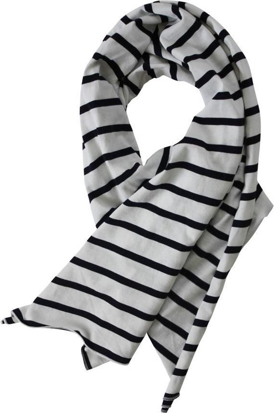 MOOI! Company - CLAIRE - Bretonse streep sjaal - Navy / Wit - 100% katoen -  Linnen... | bol.com