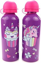 Drinkfles Unicorn Cupcake set van 2 | Eenhoorn aluminium drinkflessen school kinderen | DB16