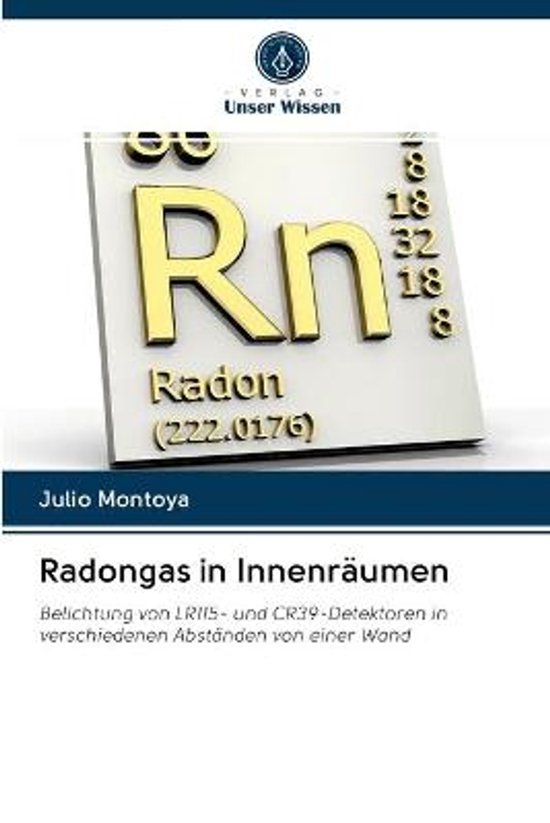 Boekomslag met 'Rn' symbool voor Radon, met de tekst 'Radongas in Innenräumen'.