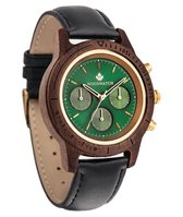 De officiële WoodWatch | Emerald Gold Jet | Houten horloge heren