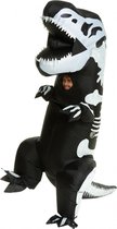 KIMU® Opblaasbaar T-rex kostuum kostuum zwart wit skelet - dino kostuum opblaaspak halloween pak dinosaurus dinopak trex - opblaasbare mascotte