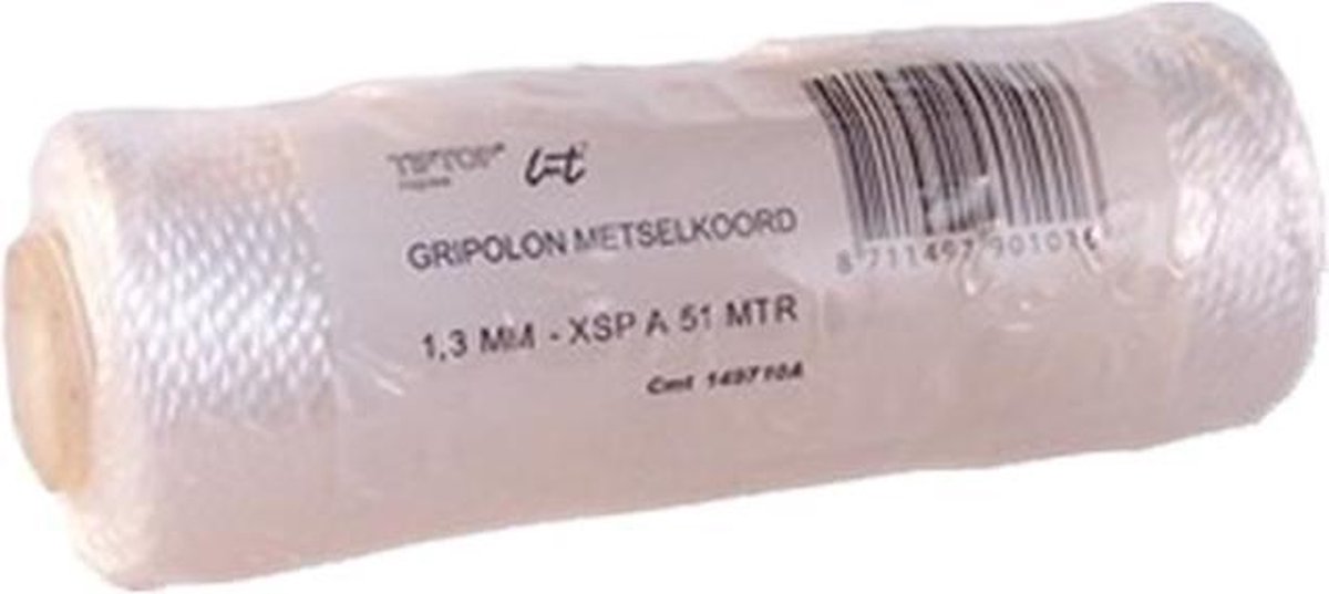 Ivana metseldraad - nylon geslagen - op kunststof hulsje - dikte 1,2 mm - wit - spoel à 50 m